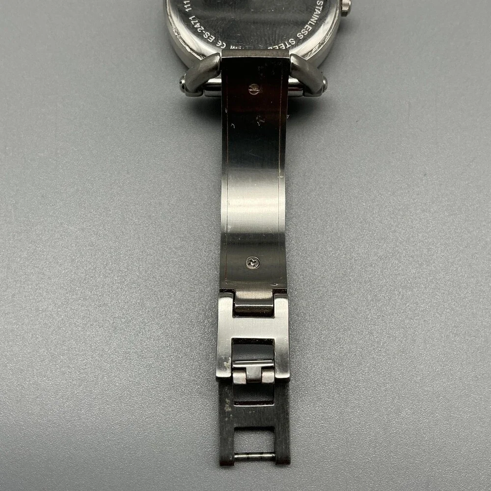 Fossil ES-2471 Womens Watch 30mm Silver Tone Blue Inlay Bangle New Battery 6.5